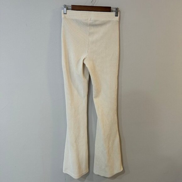 Aerie Off White Cream Velour Ribbed Flare Sweatpants Women’s Size Small - Picture 4 of 5